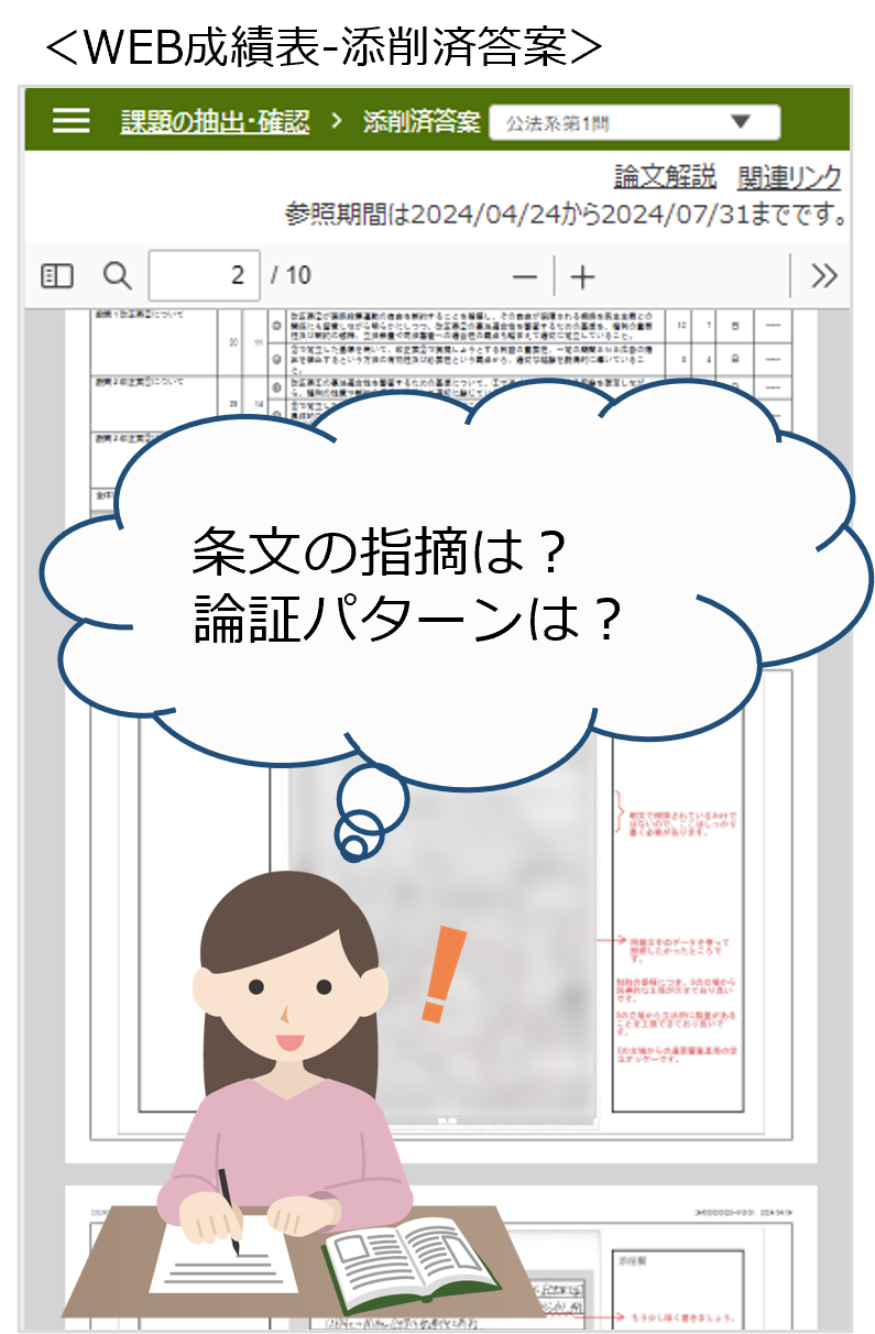 添削済答案とコメントで復習する受験生